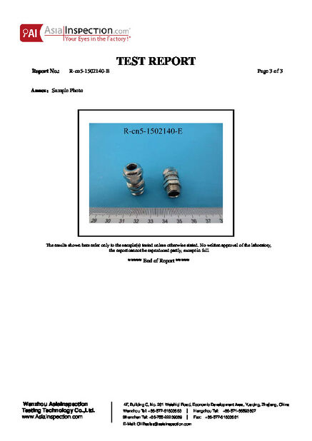 Çin ZHEJIANG HONGXIANG CONNECTOR MANUFACTURING CO.,LTD. Sertifikalar